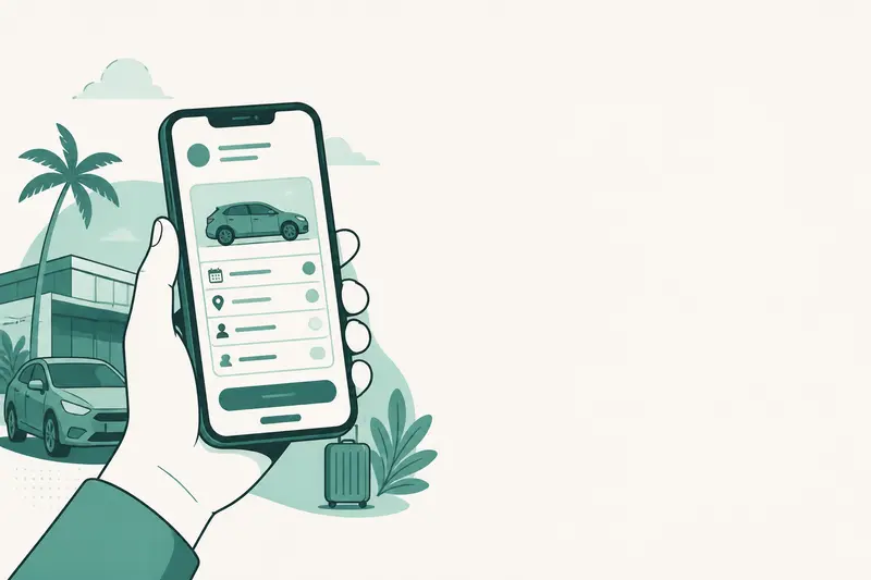 A phone showing a booking form, an illustration for the article "Switching From 1Now to Rentovation: The Migration Guide"