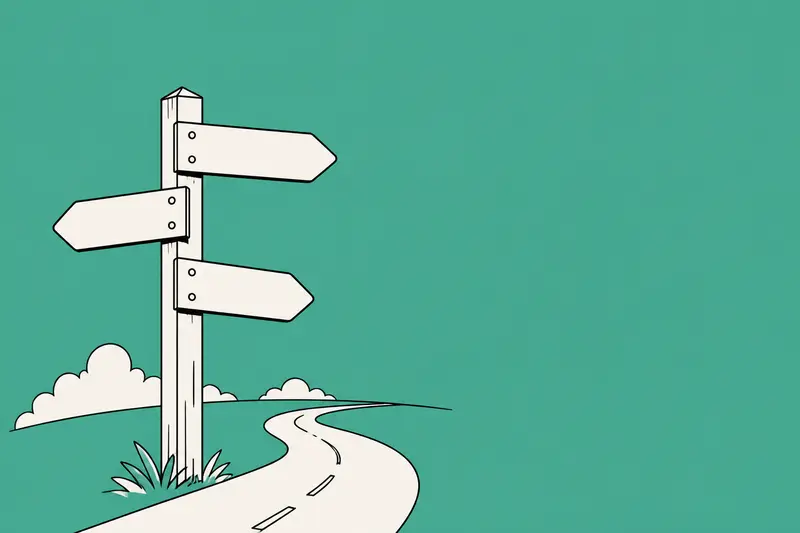 A signpost pointing three ways, an illustration for the article "How to Handle a Rental Damage Claim, Step by Step"
